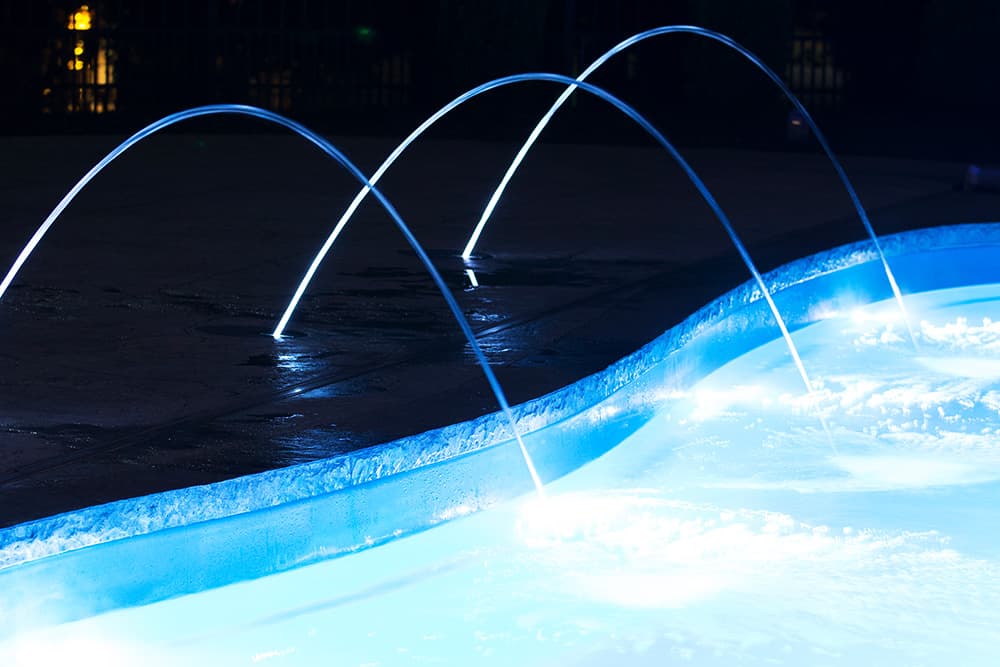 LED bubblers, fountains, and laminars for pools